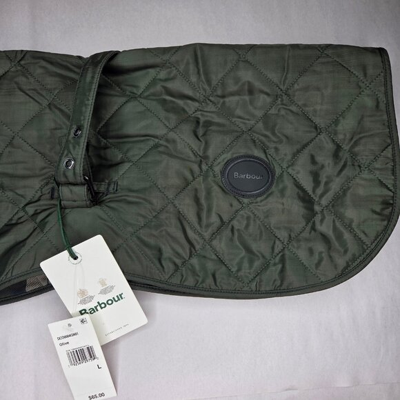 Barbour Quilted Olive Tartan Dog Coat Large - Picture 3 of 5